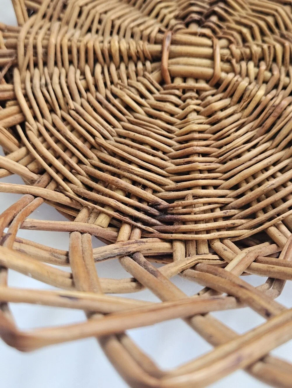 Vintage Boho Rattan Basket Serving Tray Rattan Wicker wall decor Yugoslavia MCM